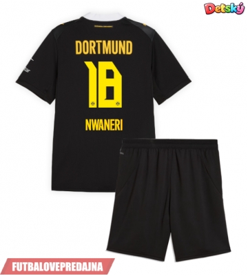 Lacne Dětský Futbalové dres Borussia Dortmund Ethan Nwaneri #18 2026-27 Krátky Rukáv - Preč (+ trenírky)
